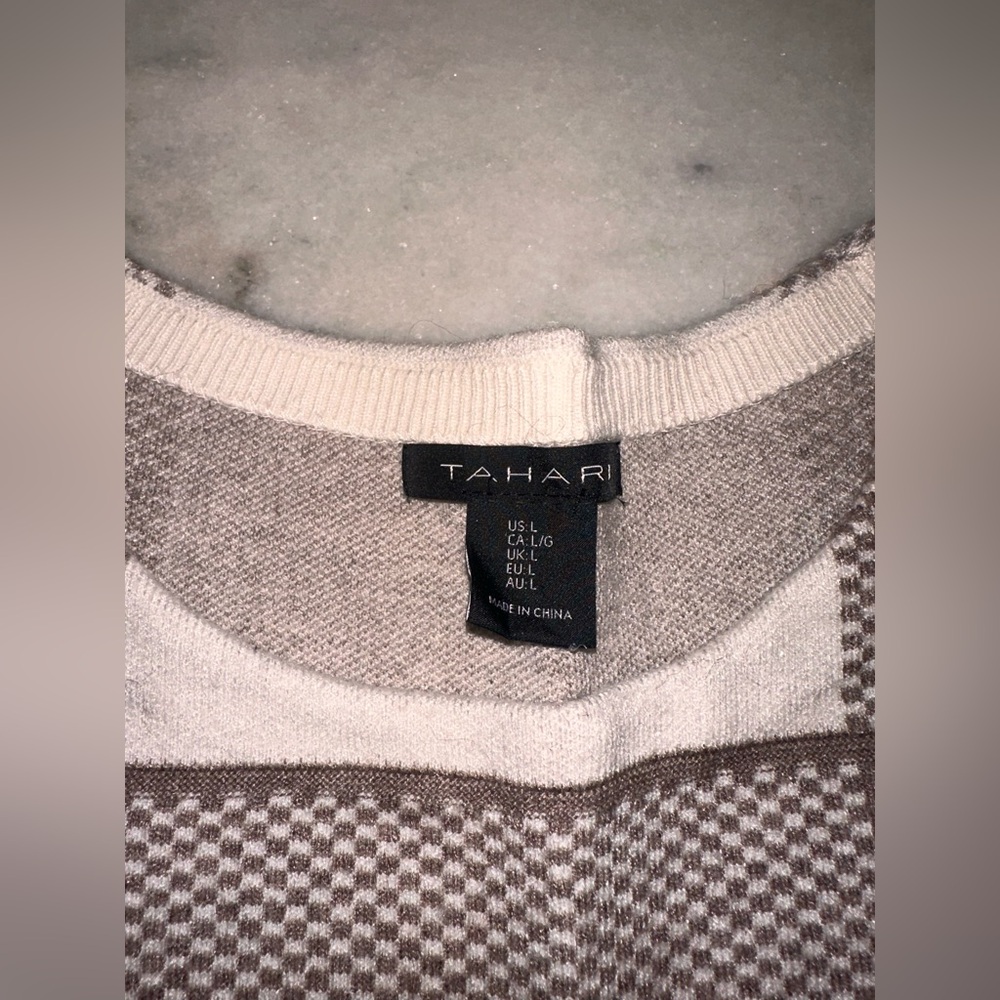 Tahari Size Large Patchwork Colorblock Brown And … - image 4